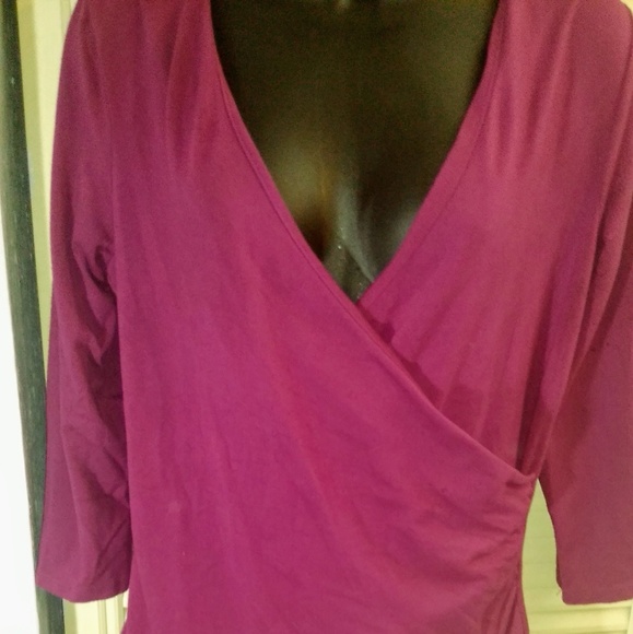 Cranberry faux wrap Athleta shirt - Picture 3 of 4